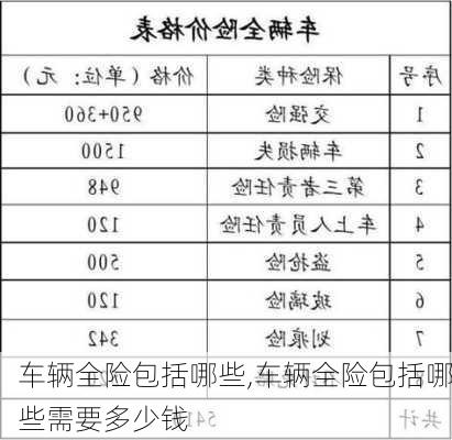 车辆全险包括哪些,车辆全险包括哪些需要多少钱