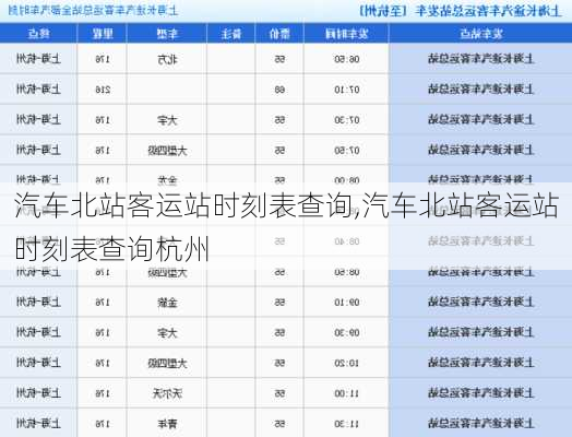 汽车北站客运站时刻表查询,汽车北站客运站时刻表查询杭州