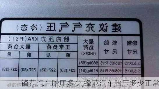 锋范汽车胎压多少,锋范汽车胎压多少正常